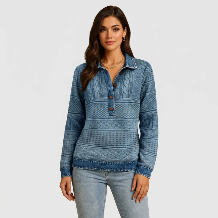 Dolores | Sudadera Moderna con Medio Botón y Cuello