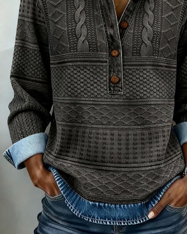 Dolores | Sudadera Moderna con Medio Botón y Cuello