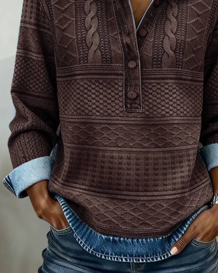 Dolores | Sudadera Moderna con Medio Botón y Cuello