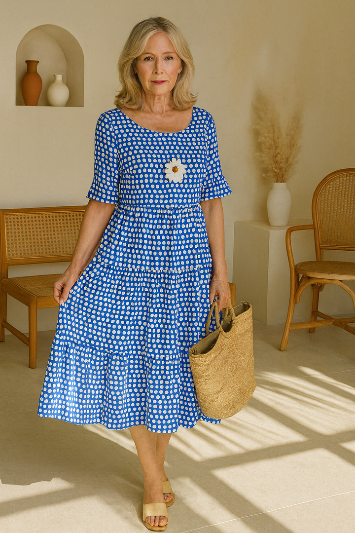 IRIS | VESTIDO MIDI SABLE DE MANGA CORTA