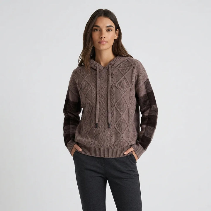Emily | Sudadera con Capucha de Punto Cableado