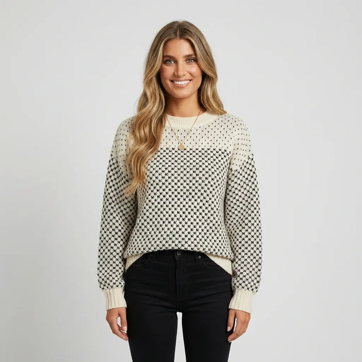 Rachael Jersey de Cuello Redondo en Bloques de Color