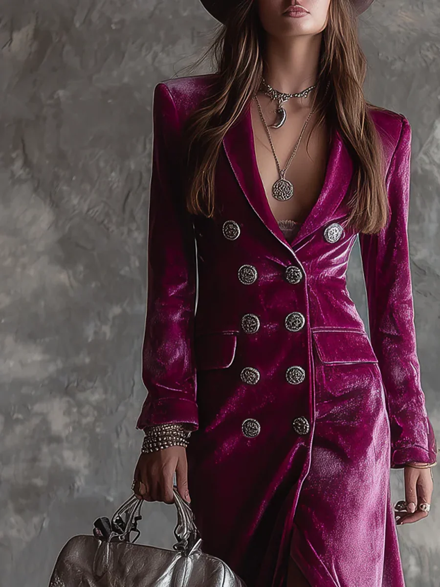 Vera | Vestido Blazer de Terciopelo Maxi